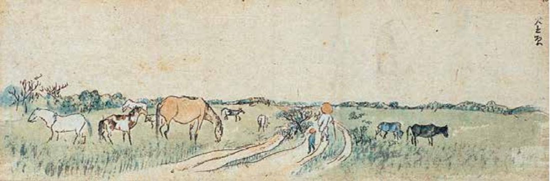 開墾前の初富一帯に広がっていた下総の牧を描いた絵図