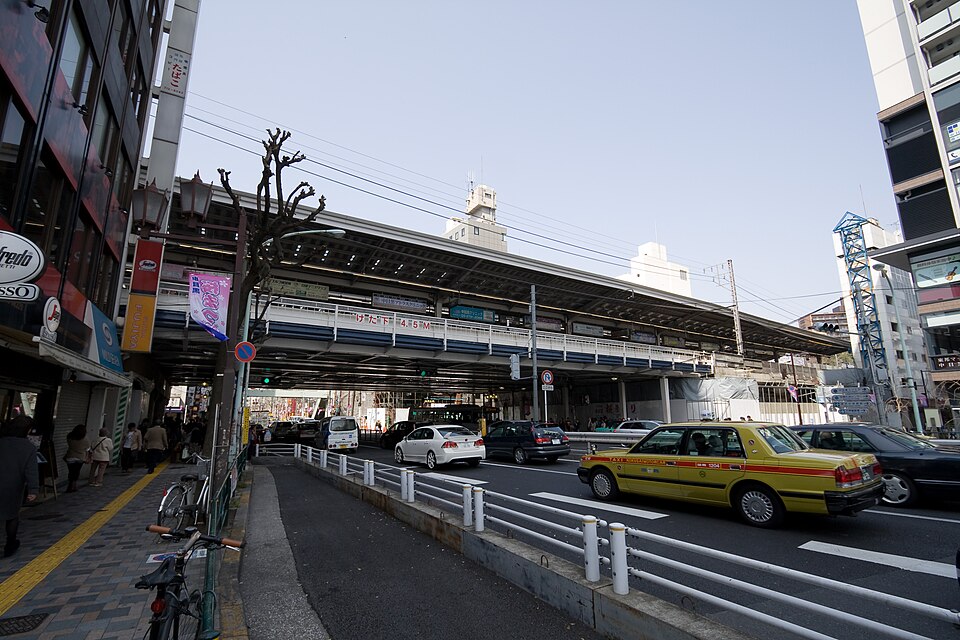 中目黒駅の高架と駅前の通り
