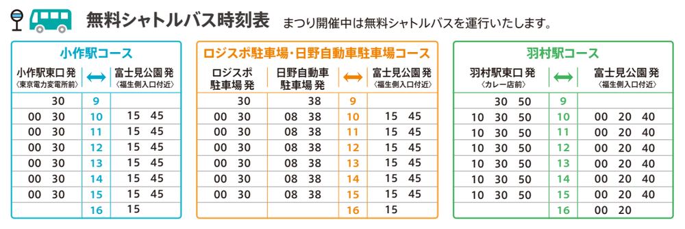 はむら市民と産業のまつり2025の無料シャトルバス時刻表
