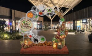ふっかちゃんとおばけ、かぼちゃをあしらったハロウィーン装飾のイメージ図