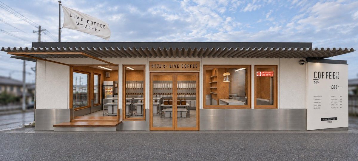 ライブコーヒー 湘南藤沢 The PIER店の外観を紹介する開店告知画像